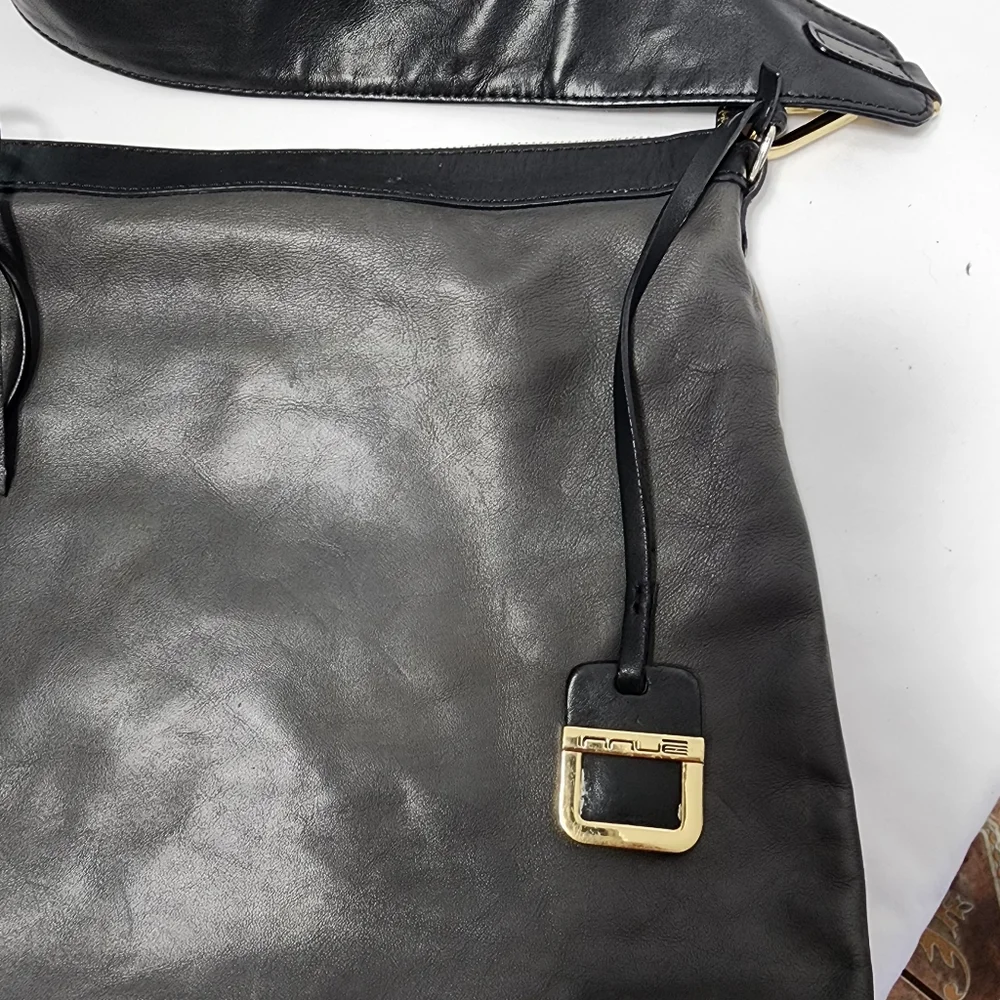 Innue Made in Italy Brown Two Tone Leather‎ Crossbody Bag